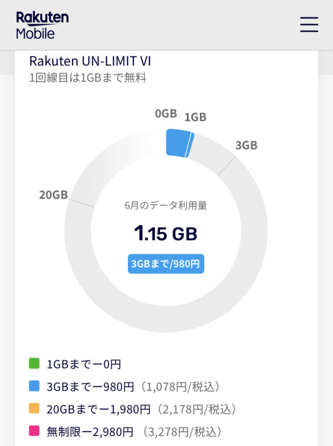 データ通信量が1GBを超過